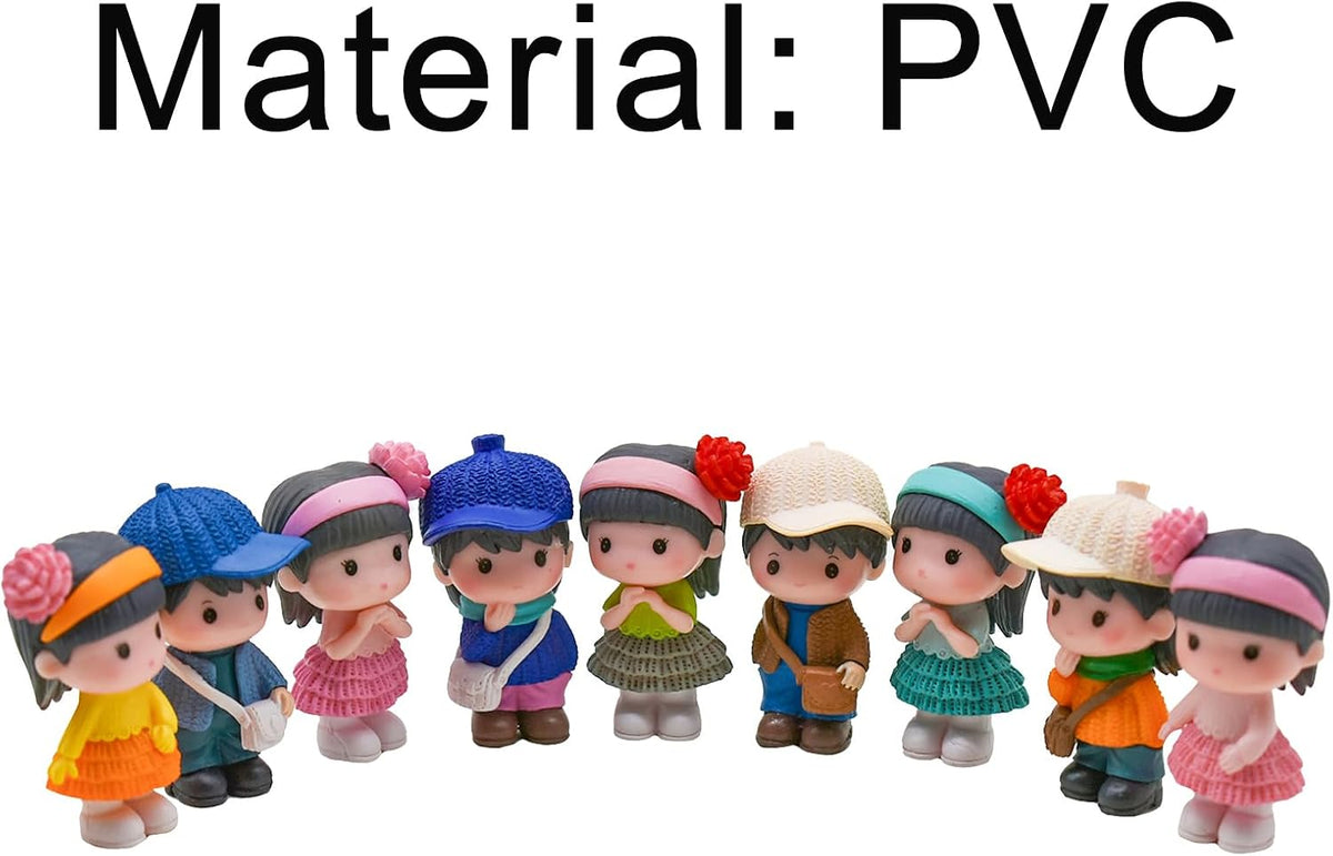 8Pcs Mini Resin Boy and Girl Figurines Dollhouse People Figures