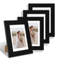 Hongkee 8x10 Picture Frame Set of 4, Real Glass and Wood Frame, 5x7 Mat