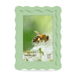 4x6 Picture Frame with Mat for 3.5x5, Wavy Edge Wooden Real Glass Photo Frame for Tabletop and Wall Hanging, Green, 1 Pack