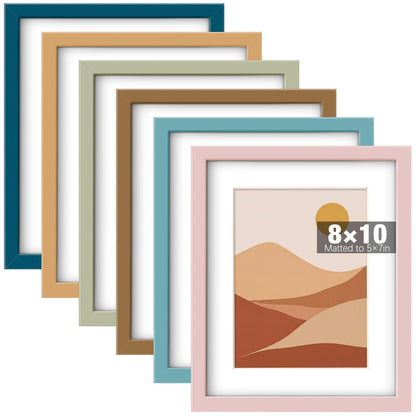8 x 10, 5 x 7, 4 x 6 Picture Frame Set of 6, Boho Colorful Photo Frames