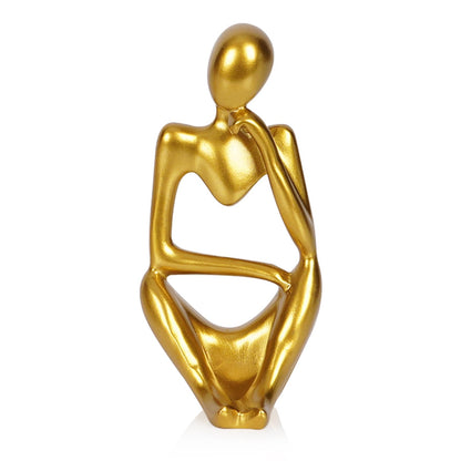 Sandstone Resin Thinker Statue Style Abstract Sculpture, Sandstone, Left