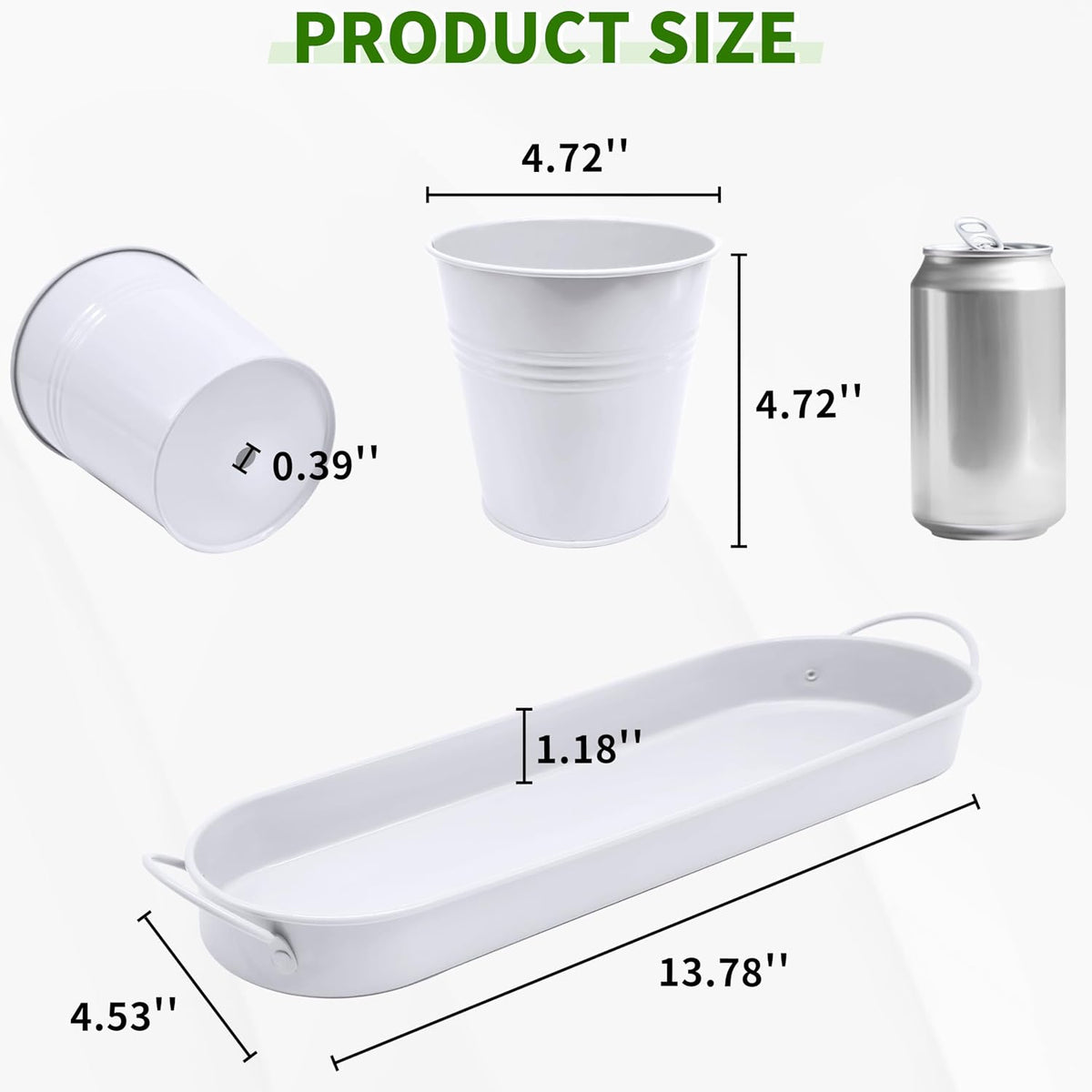 Small Pots for Plants, 3-Pack 4.7 Inch White Metal Herb Pots, Mini Windowsill Planter for Succulent, Cactus, Basil, Mint, Rosemary