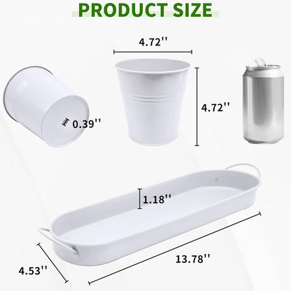 Small Pots for Plants, 3-Pack 4.7 Inch White Metal Herb Pots, Mini Windowsill Planter for Succulent, Cactus, Basil, Mint, Rosemary