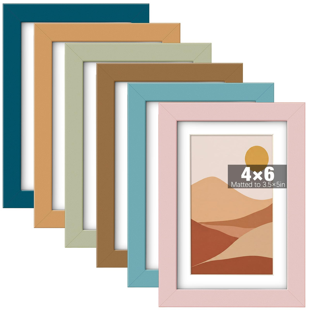 8 x 10, 5 x 7, 4 x 6 Picture Frame Set of 6, Boho Colorful Photo Frames