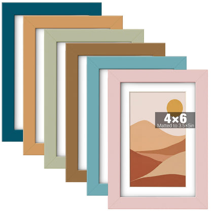 8 x 10, 5 x 7, 4 x 6 Picture Frame Set of 6, Boho Colorful Photo Frames