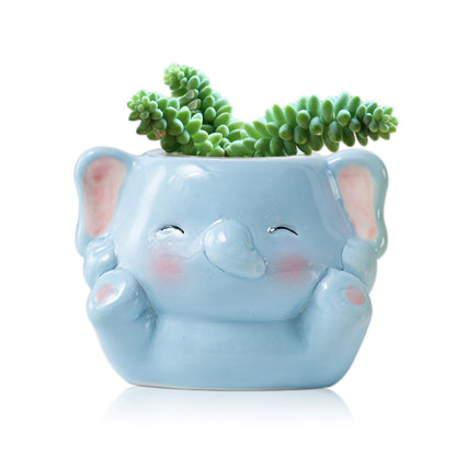 DIYOMR Cute Animals Planter, Mini Ceramic Cartoon Animal Shaped Succulent Flower Pot Indoor Air Plants Holder, Smooth Shiny Decorative Flower Cactus Planter - Plants Not Included (White Bear)