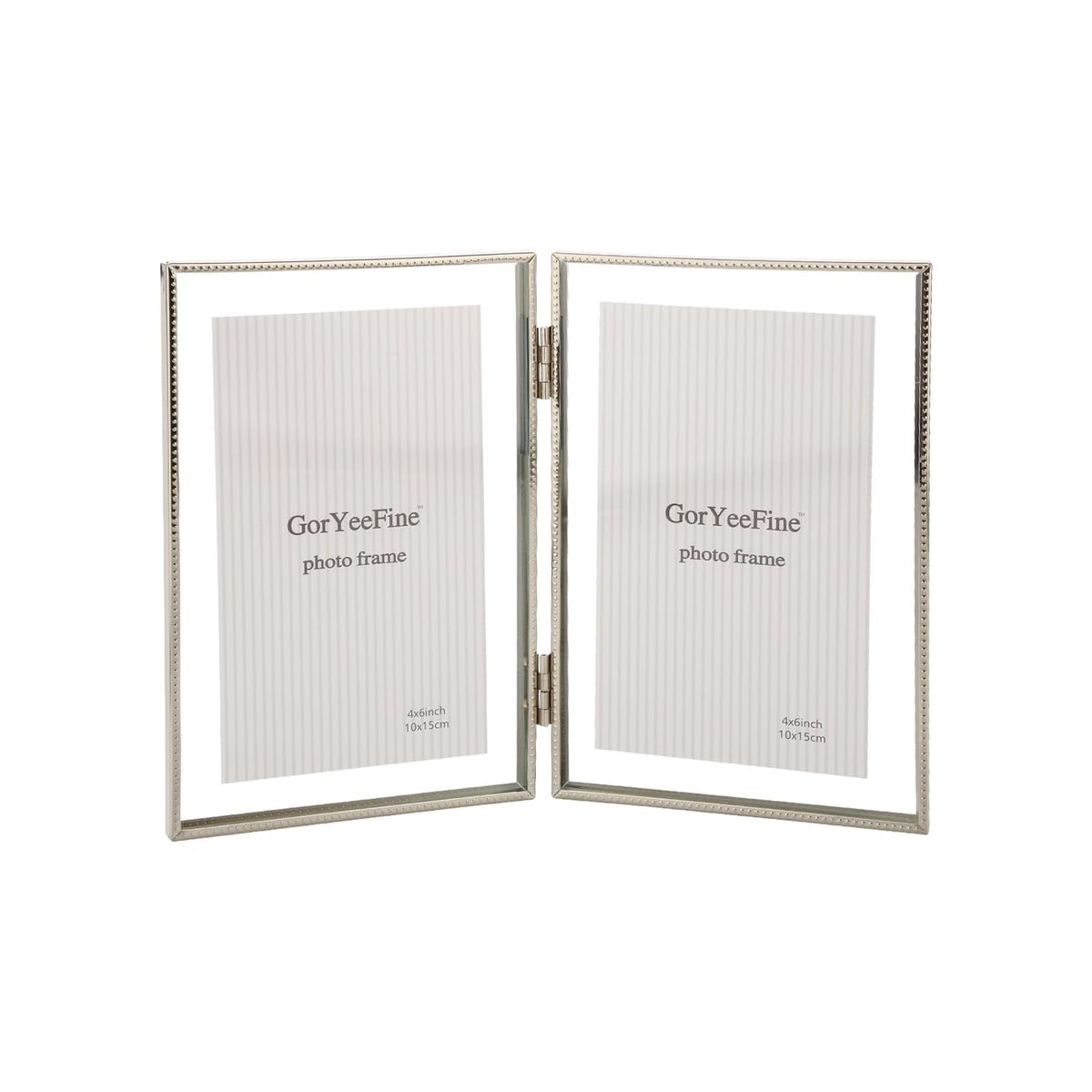 Gold 8x10'' Floating Frame Set of 2,For Photo Sizes( 5x7'',6x8'',7x9''),Beautiful Metal Beaded Edge Frames Adjustable Tabletop/Shelf Photo Frame,Classy Gift Choice for Wedding