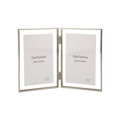 Gold 8x10'' Floating Frame Set of 2,For Photo Sizes( 5x7'',6x8'',7x9''),Beautiful Metal Beaded Edge Frames Adjustable Tabletop/Shelf Photo Frame,Classy Gift Choice for Wedding