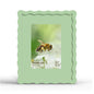 4x6 Picture Frame with Mat for 3.5x5, Wavy Edge Wooden Real Glass Photo Frame for Tabletop and Wall Hanging, Green, 1 Pack