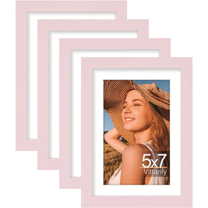 Vittanly 8x10 Picture Frames Set of 4, for Wall or Tabletop, Pale Pink