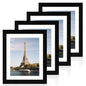 iRahmen 8x10 Picture Frame Set of 4, High Definition Real Glass Rustic Brown Frame, 8 x 10 Wood Photo Frames for Desktop Display and Wall Mounting