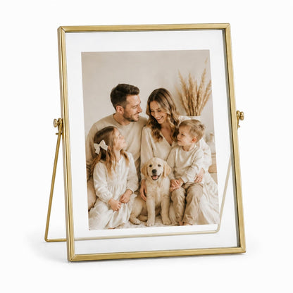 Gold Picture Frames Set of 3 — 4x4 4x6 5x7 Floating Glass Photo Frame Gift