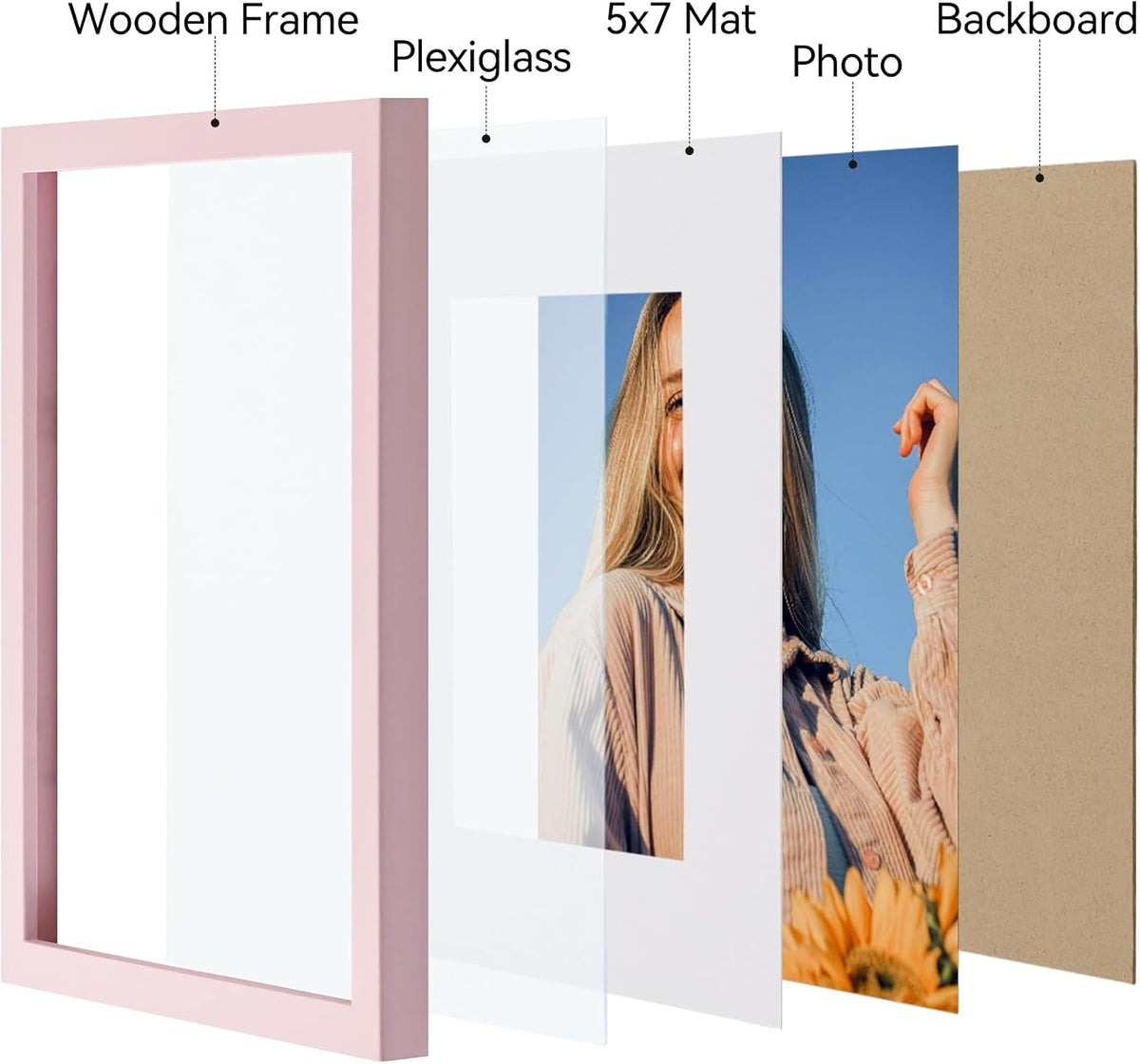 Vittanly 8x10 Picture Frames Set of 4, for Wall or Tabletop, Pale Pink