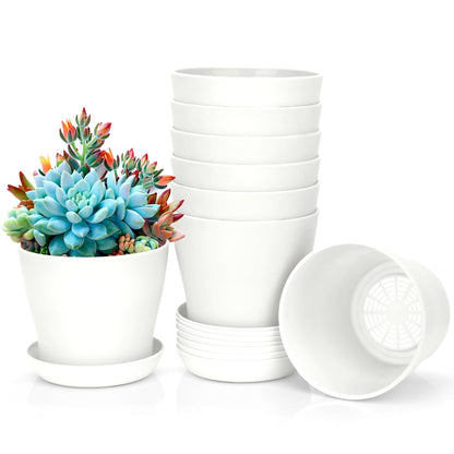 8 Pcs Plant Pots,3.8" Flower Pots,Gardening Gifts,Plastic Pot for Plants,Nursery Succulent Pot Planters for Indoor Plants,Small Flower Pots,Cute Plant Pots