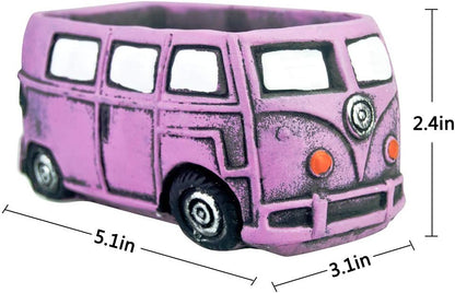 Cute Succulent Plants Pots, Small Planter Pots with Drainage Hole, Flower Pots for Home Indoor Outdoor Garden Decoration (Purple Bus)