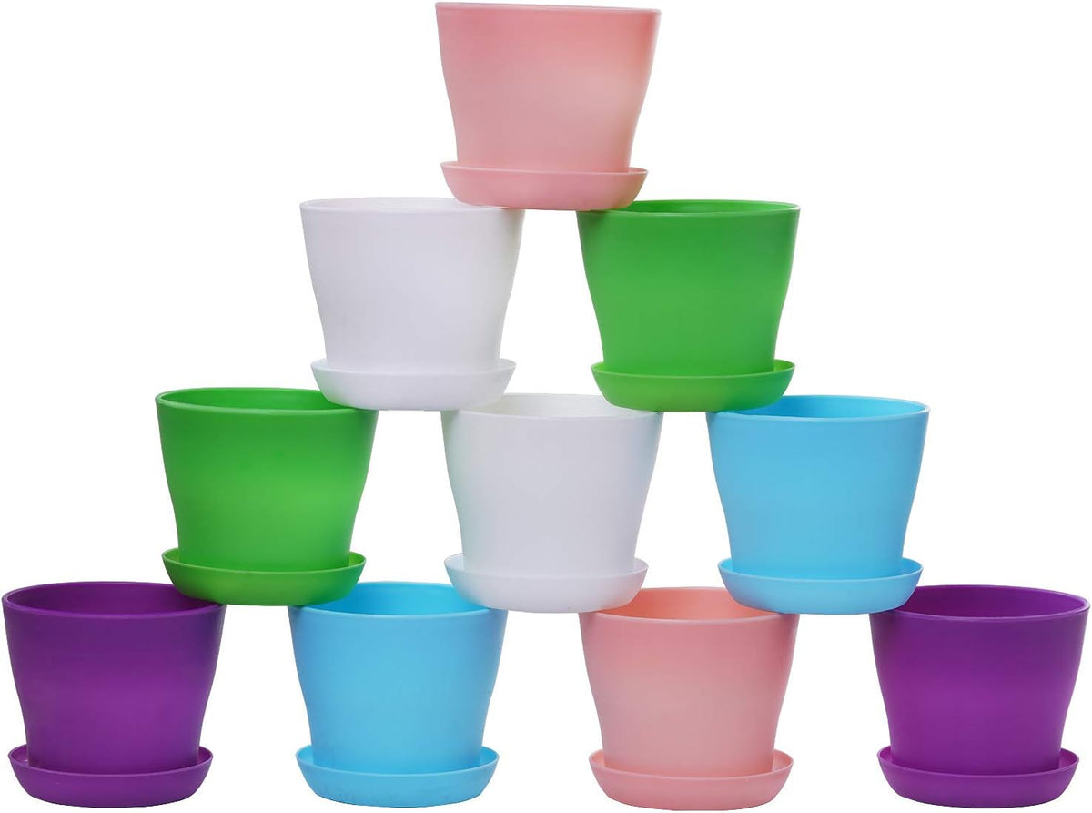 TDHDIKE 10 Pcs Plastic Planters Indoor Pots with Pallet