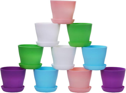 TDHDIKE 10 Pcs Plastic Planters Indoor Pots with Pallet