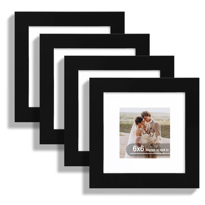 Hongkee 8x10 Picture Frame Set of 4, Real Glass and Wood Frame, 5x7 Mat