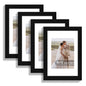 Hongkee 8x10 Picture Frame Set of 4, Real Glass and Wood Frame, 5x7 Mat