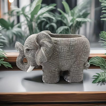 Mini Elephant Succulent Planter Pot, Cute Resin Animal Flower Pot for Succulents, Cactus & Small Plants, Small Decorative Desk Planter for Home Office Decor