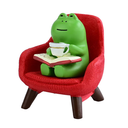 Mevodeata Cute Mini Frog Figurine with Small Sofa Resin Figure for Office Home Decor for Frog Lovers (Rocking Chair)