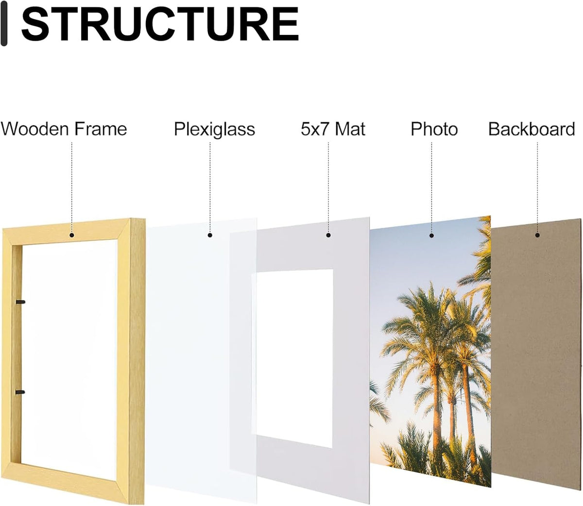 Vittanly 8x10 Picture Frames Set of 9 for Wall or Tabletop Display, Gold