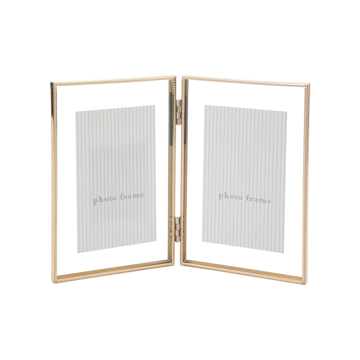 Gold 8x10'' Floating Frame Set of 2,For Photo Sizes( 5x7'',6x8'',7x9''),Beautiful Metal Beaded Edge Frames Adjustable Tabletop/Shelf Photo Frame,Classy Gift Choice for Wedding