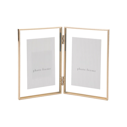 Gold 8x10'' Floating Frame Set of 2,For Photo Sizes( 5x7'',6x8'',7x9''),Beautiful Metal Beaded Edge Frames Adjustable Tabletop/Shelf Photo Frame,Classy Gift Choice for Wedding