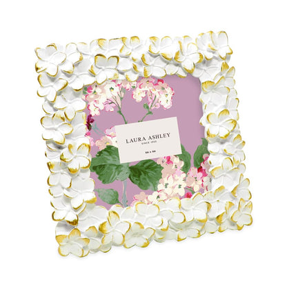 Laura Ashley 4x6 Pink Flower Textured Hand-Crafted Picture Frame w/Easel