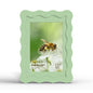 4x6 Picture Frame with Mat for 3.5x5, Wavy Edge Wooden Real Glass Photo Frame for Tabletop and Wall Hanging, Green, 1 Pack