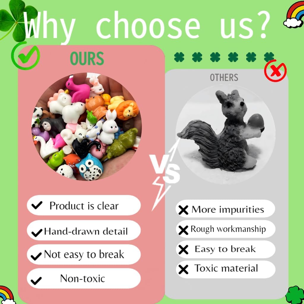 70pcs Mini Tiny Resin Animals for Fairy Garden Decor, Collectible, to Hide, Miniature Landscape, Dollhouse Accessories, Crafts Projects, Easter Scatter, DIY Terrarium(70 Styles)
