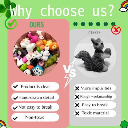 70pcs Mini Tiny Resin Animals for Fairy Garden Decor, Collectible, to Hide, Miniature Landscape, Dollhouse Accessories, Crafts Projects, Easter Scatter, DIY Terrarium(70 Styles)