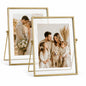 Gold Picture Frames Set of 3 — 4x4 4x6 5x7 Floating Glass Photo Frame Gift