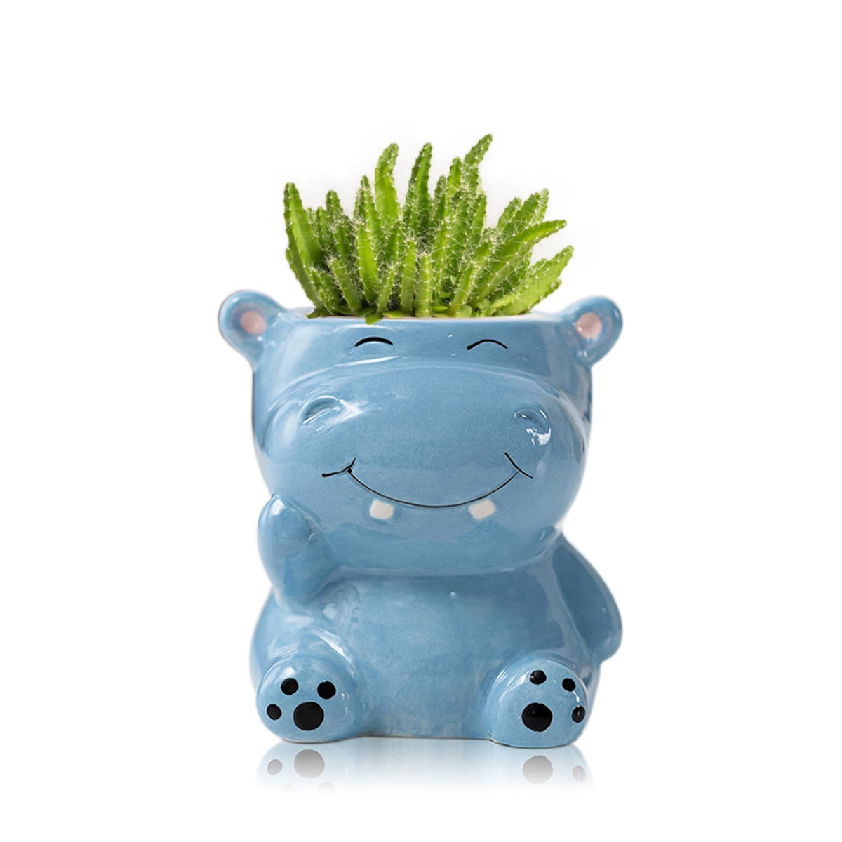 DIYOMR Cute Animals Planter, Mini Ceramic Cartoon Animal Shaped Succulent Flower Pot Indoor Air Plants Holder, Smooth Shiny Decorative Flower Cactus Planter - Plants Not Included (White Bear)