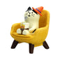 RAQWI Pig Eating Cake Figurine on Red Sofa, Mini Resin Desk Decor