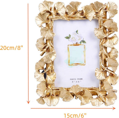 Gold Ginkgo Leaf Vintage Picture Photo Frames 4x6 IN