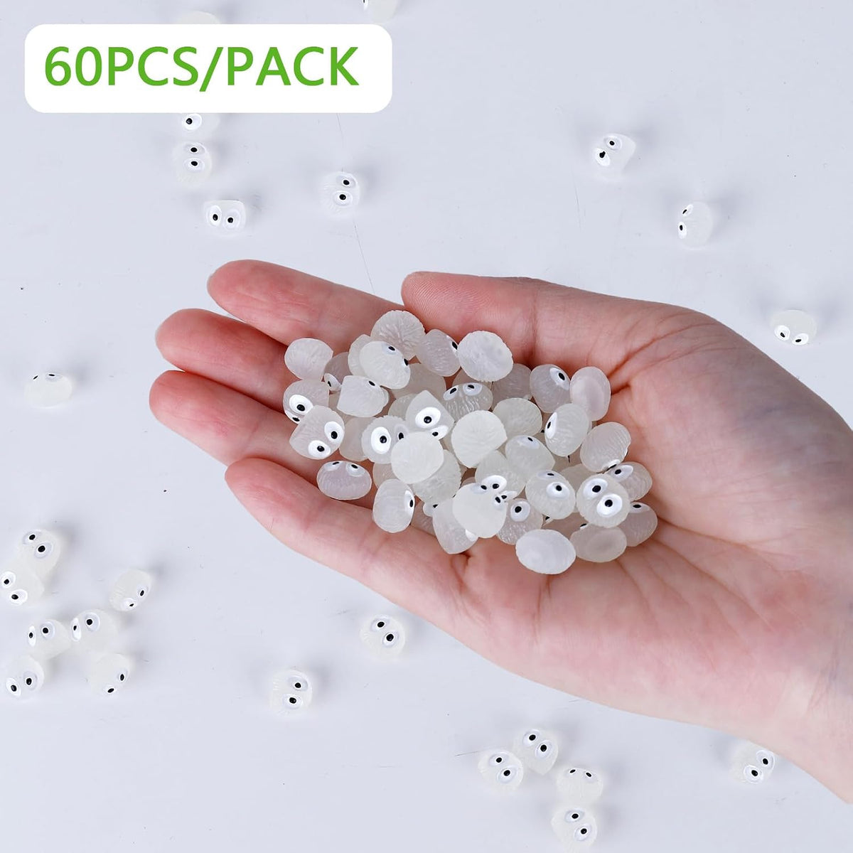 Set of 60 Glow-in-Dark White Mini Elves - Matching Resin Figures for Mass Decor in Terrariums, Fairy Gardens & Hidden Surprises as Plant Accents