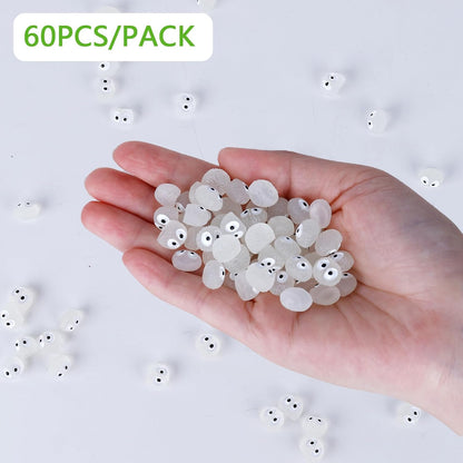 Set of 60 Glow-in-Dark White Mini Elves - Matching Resin Figures for Mass Decor in Terrariums, Fairy Gardens & Hidden Surprises as Plant Accents