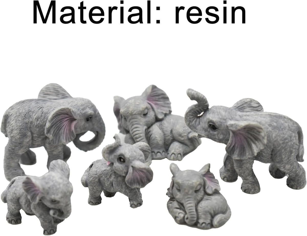 8Pcs Realistic Mini Elephant Figurines Small Resin Elephant