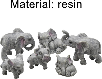 8Pcs Realistic Mini Elephant Figurines Small Resin Elephant