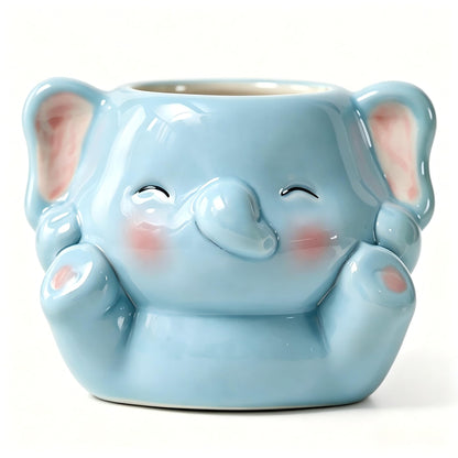Cute Animal Ceramic Planter Pot, Small Glossy Cartoon Cow Shaped