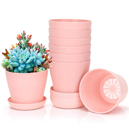 8 Pcs Plant Pots,3.8" Flower Pots,Gardening Gifts,Plastic Pot for Plants,Nursery Succulent Pot Planters for Indoor Plants,Small Flower Pots,Cute Plant Pots
