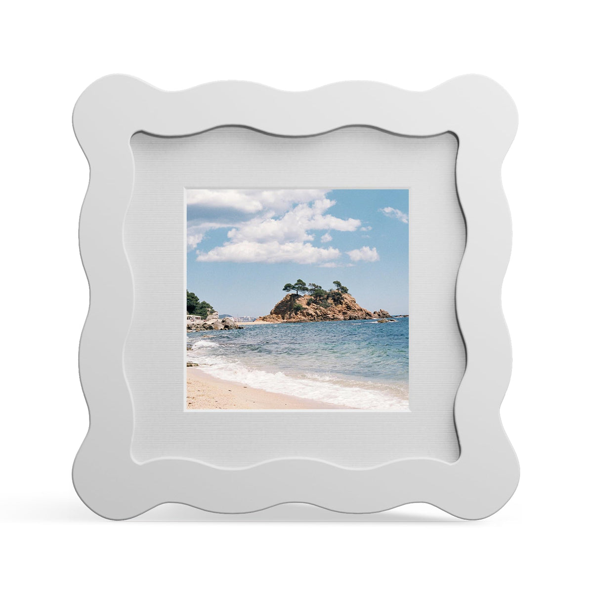 4x6 Picture Frame with Mat for 3.5x5, Wavy Edge Wooden Real Glass Photo Frame for Tabletop and Wall Hanging, Green, 1 Pack