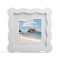 4x6 Picture Frame with Mat for 3.5x5, Wavy Edge Wooden Real Glass Photo Frame for Tabletop and Wall Hanging, Green, 1 Pack