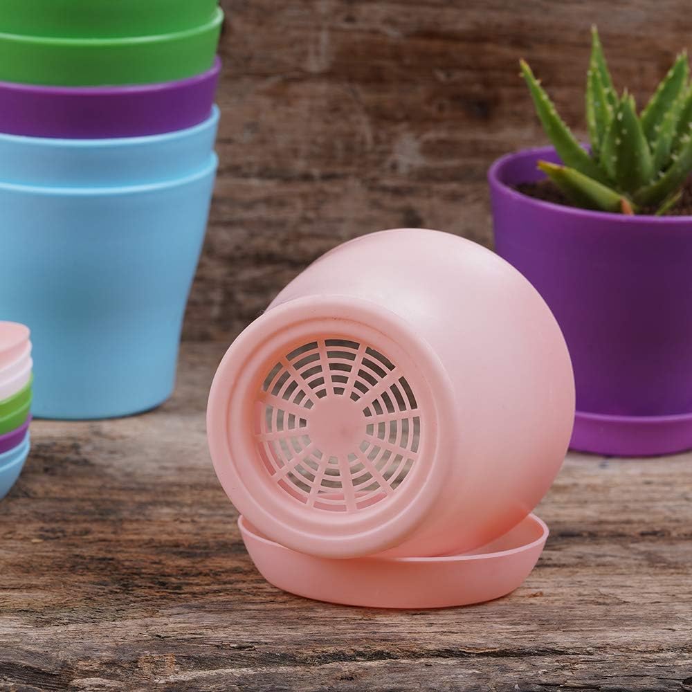 TDHDIKE 10 Pcs Plastic Planters Indoor Pots with Pallet