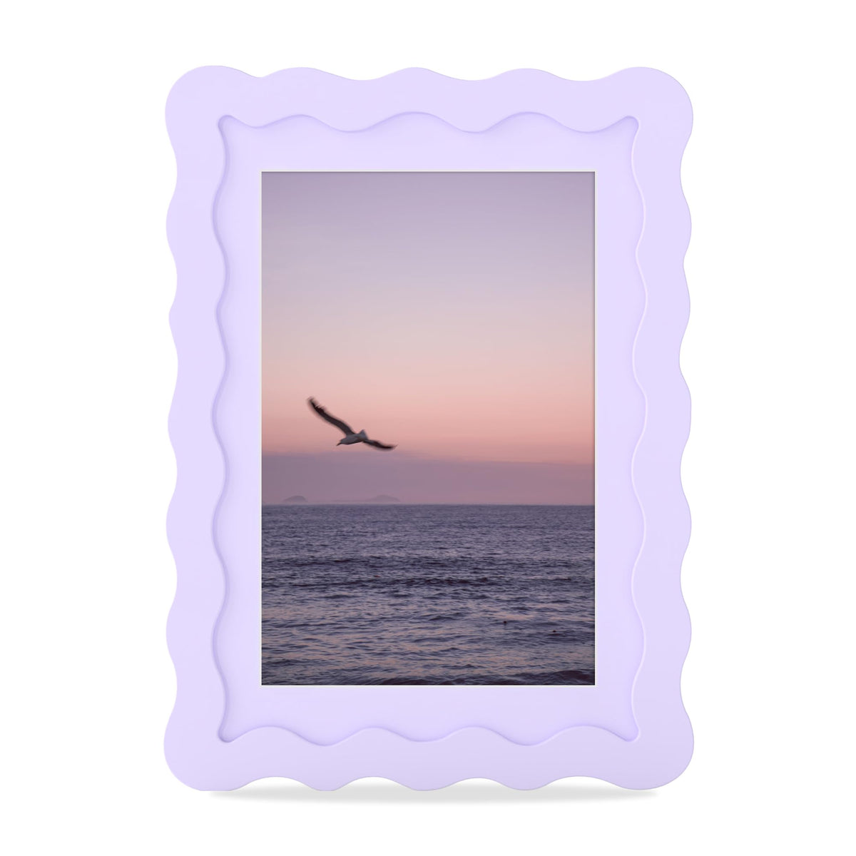 4x6 Picture Frame with Mat for 3.5x5, Wavy Edge Wooden Real Glass Photo Frame for Tabletop and Wall Hanging, Green, 1 Pack