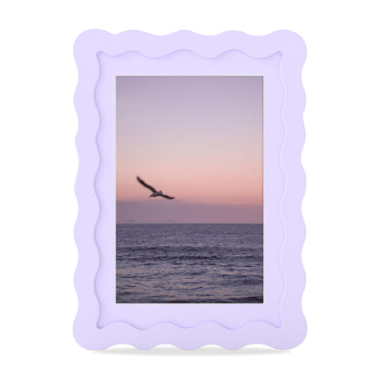 4x6 Picture Frame with Mat for 3.5x5, Wavy Edge Wooden Real Glass Photo Frame for Tabletop and Wall Hanging, Green, 1 Pack