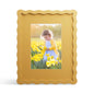 4x6 Picture Frame with Mat for 3.5x5, Wavy Edge Wooden Real Glass Photo Frame for Tabletop and Wall Hanging, Green, 1 Pack