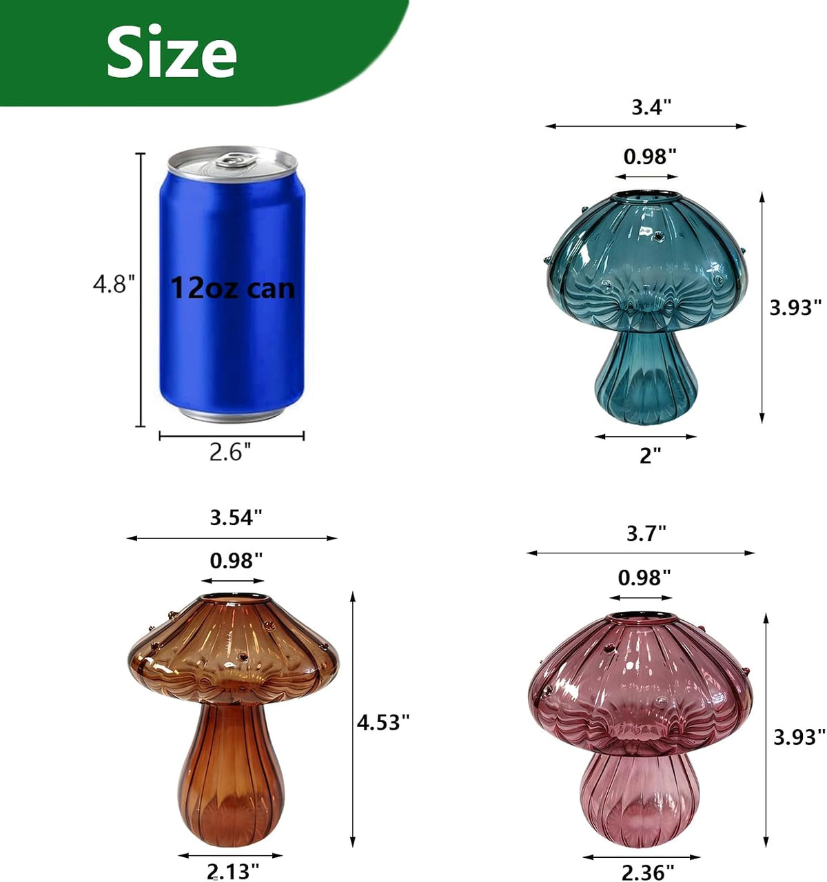 Glass Mushroom Vase Propagation Planter - Set of 3 Propagation Stations