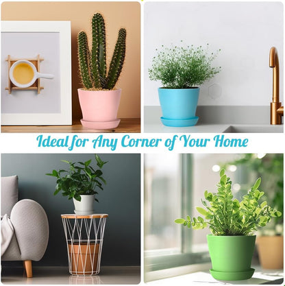 8 Pcs Plant Pots,3.8" Flower Pots,Gardening Gifts,Plastic Pot for Plants,Nursery Succulent Pot Planters for Indoor Plants,Small Flower Pots,Cute Plant Pots